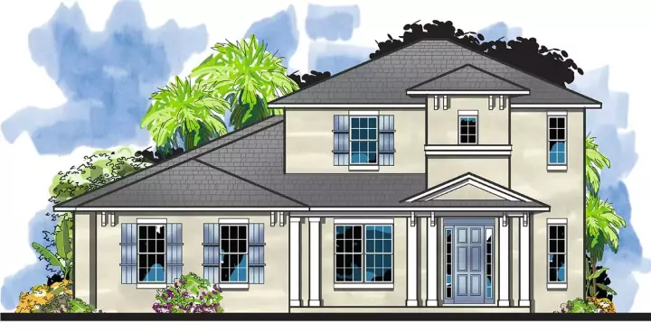 Florida house plans 73-257 - front exterior, 2,631 sq ft, 4 bed, 3 bath house plans | Monster House Plans