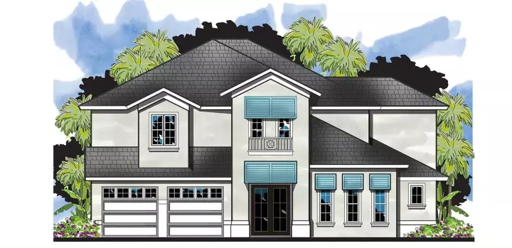 Florida house plans 73-269 - front exterior, 3,909 sq ft, 4 bed, 4 bath house plans | Monster House Plans