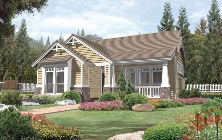 Craftsman house plans 74-102 - front exterior, 1,520 sq ft, 3 bed, 2 bath house plans | Monster House Plans