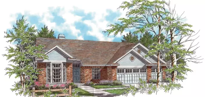 Ranch house plans 74-122 - front exterior, 1,997 sq ft, 4 bed, 2 bath house plans | Monster House Plans
