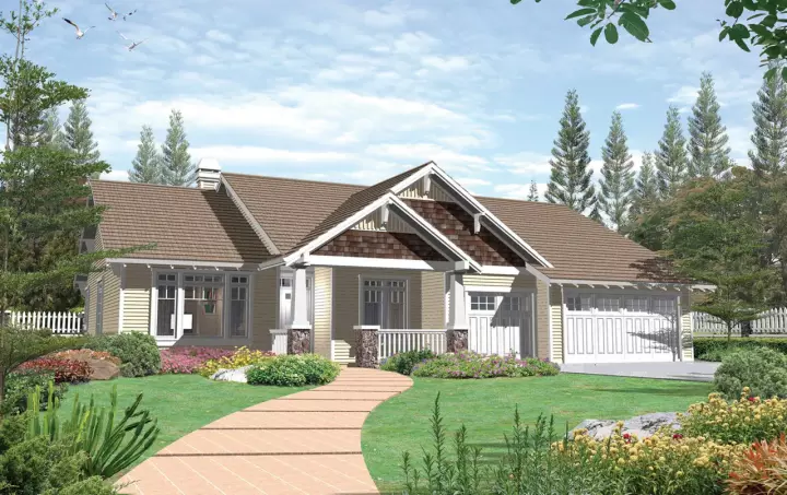 Craftsman house plans 74-123 - front exterior, 1,997 sq ft, 4 bed, 2 bath house plans | Monster House Plans