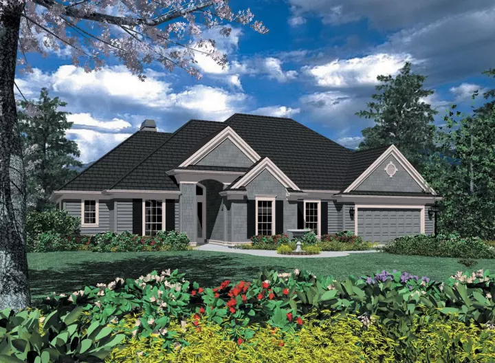 Ranch house plans 74-132 - front exterior, 1,852 sq ft, 3 bed, 2 bath house plans | Monster House Plans