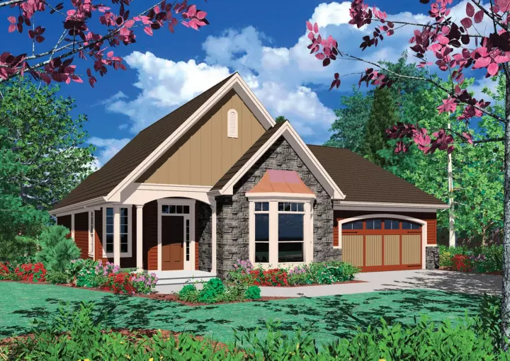 Cottage house plans 74-135 - front exterior, 1,669 sq ft, 3 bed, 2 bath house plans | Monster House Plans