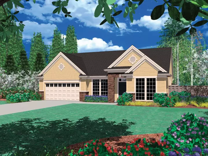 Traditional house plans 74-138 - front exterior, 1,699 sq ft, 3 bed, 2 bath house plans | Monster House Plans