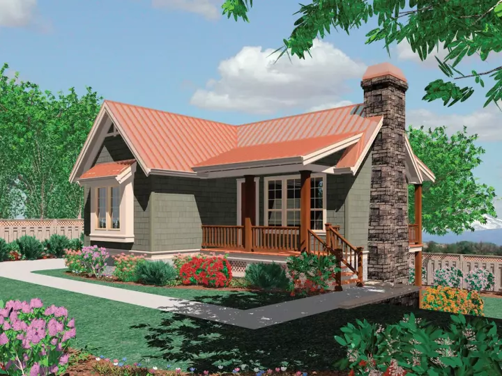Craftsman house plans 74-146 - front exterior, 1,225 sq ft, 3 bed, 2 bath house plans | Monster House Plans