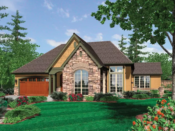 Cottage house plans 74-155 - front exterior, 1,719 sq ft, 2 bed, 2 bath house plans | Monster House Plans