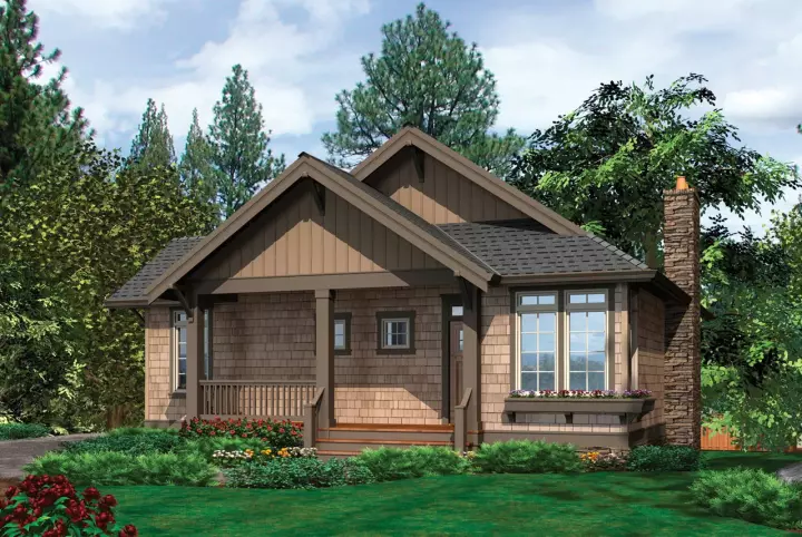 Traditional house plans 74-157 - front exterior, 1,395 sq ft, 3 bed, 2 bath house plans | Monster House Plans