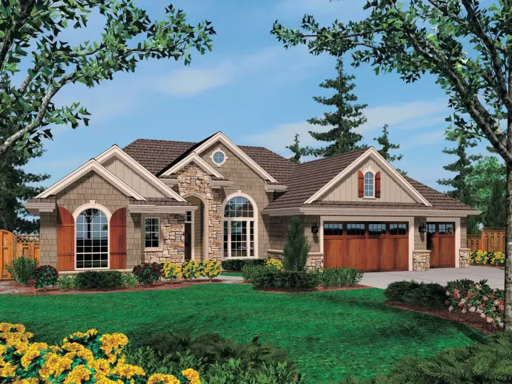 Traditional house plans 74-161 - front exterior, 2,898 sq ft, 3 bed, 2 bath house plans | Monster House Plans