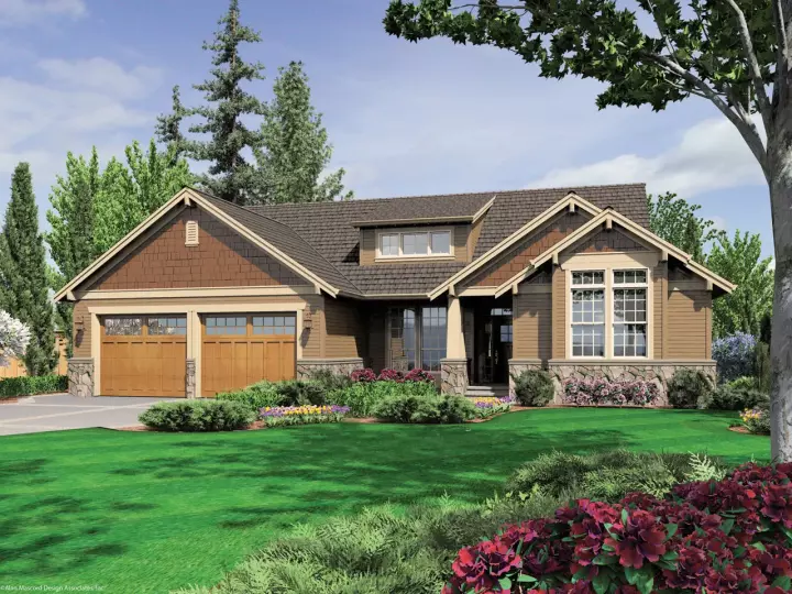 Craftsman house plans 74-162 - front exterior, 2,964 sq ft, 4 bed, 3 bath house plans | Monster House Plans