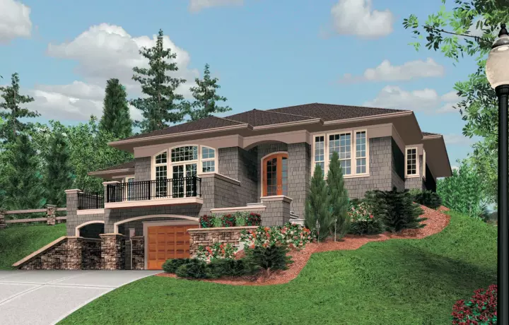 European house plans 74-170 - front exterior, 2,542 sq ft, 3 bed, 2 bath house plans | Monster House Plans