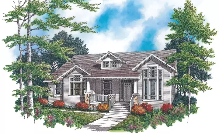 Craftsman house plans 74-182 - front exterior, 2,218 sq ft, 3 bed, 2 bath house plans | Monster House Plans