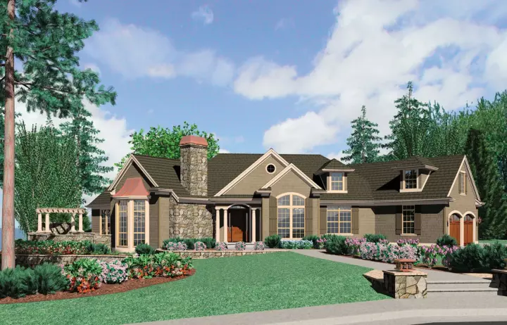 Craftsman house plans 74-192 - front exterior, 2,973 sq ft, 3 bed, 4 bath house plans | Monster House Plans
