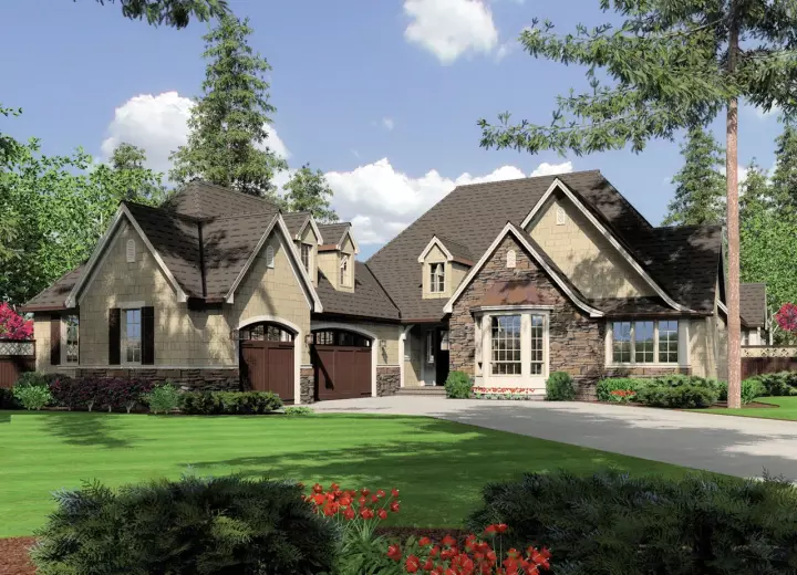 French Country house plans 74-193 - front exterior, 2,904 sq ft, 3 bed, 3 bath house plans | Monster House Plans