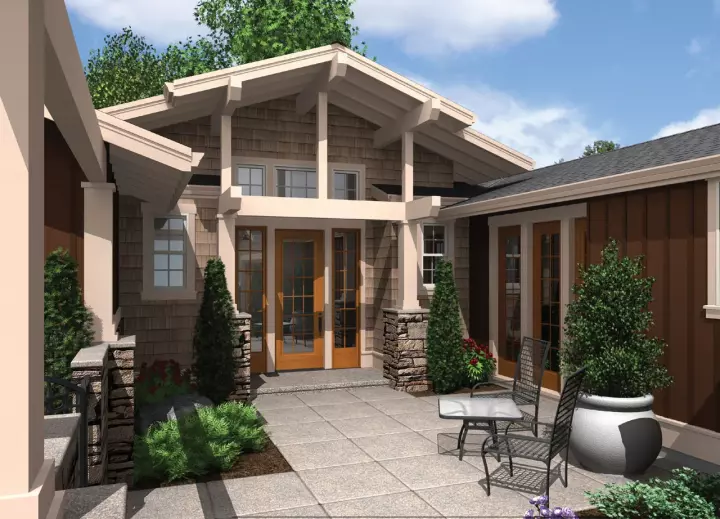 Cottage house plans 74-197 - front exterior, 2,498 sq ft, 3 bed, 2 bath house plans | Monster House Plans