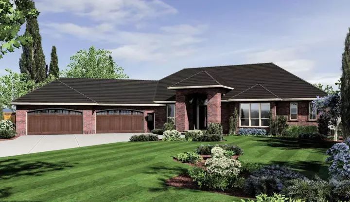 Contemporary house plans 74-203 - front exterior, 3,718 sq ft, 4 bed, 3 bath house plans | Monster House Plans