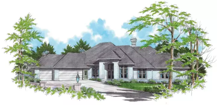 European house plans 74-204 - front exterior, 3,243 sq ft, 3 bed, 2 bath house plans | Monster House Plans