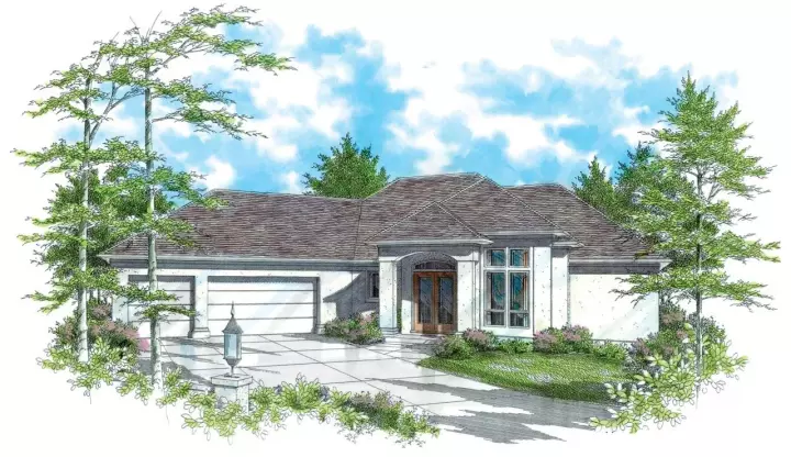 European house plans 74-205 - front exterior, 3,557 sq ft, 3 bed, 2 bath house plans | Monster House Plans