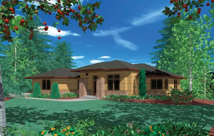 Contemporary house plans 74-207 - front exterior, 3,613 sq ft, 4 bed, 3 bath house plans | Monster House Plans