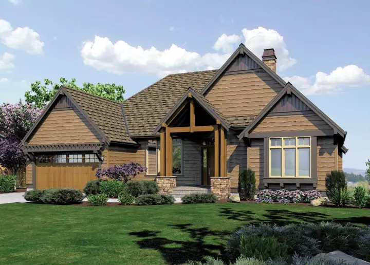 Craftsman house plans 74-224 - front exterior, 3,565 sq ft, 4 bed, 4 bath house plans | Monster House Plans