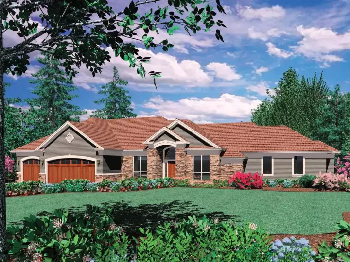Traditional house plans 74-232 - front exterior, 4,422 sq ft, 4 bed, 3 bath house plans | Monster House Plans