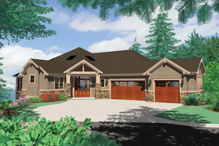 Craftsman house plans 74-234 - front exterior, 5,949 sq ft, 4 bed, 4 bath house plans | Monster House Plans