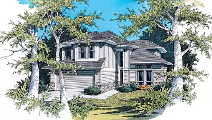 Contemporary house plans 74-257 - front exterior, 1,928 sq ft, 4 bed, 2 bath house plans | Monster House Plans
