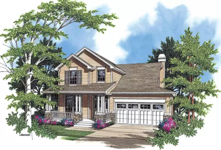 Traditional house plans 74-261 - front exterior, 1,945 sq ft, 4 bed, 2 bath house plans | Monster House Plans