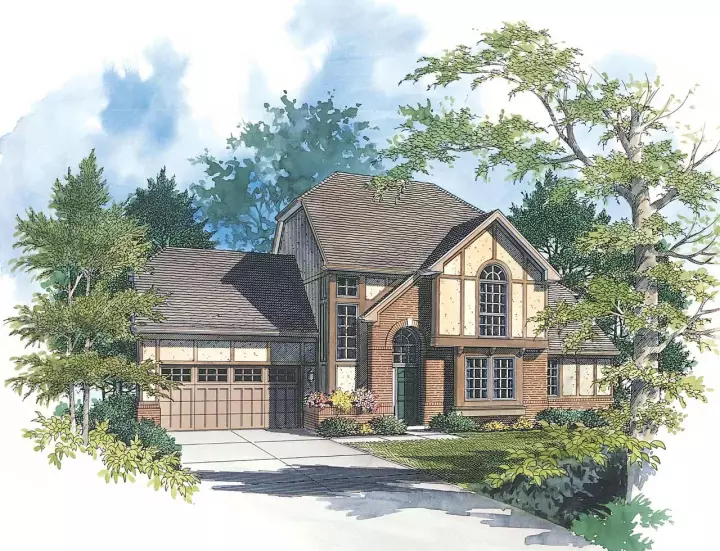 European house plans 74-265 - front exterior, 1,950 sq ft, 3 bed, 2 bath house plans | Monster House Plans