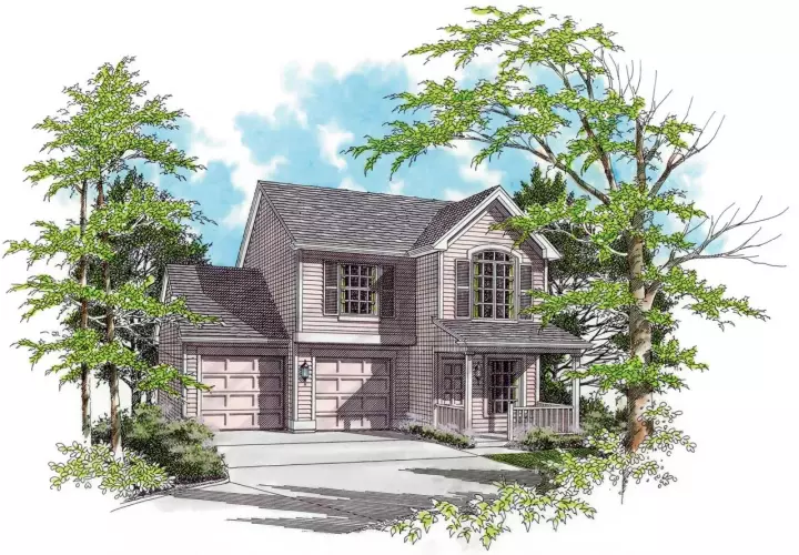 Traditional house plans 74-266 - front exterior, 1,489 sq ft, 3 bed, 2 bath house plans | Monster House Plans