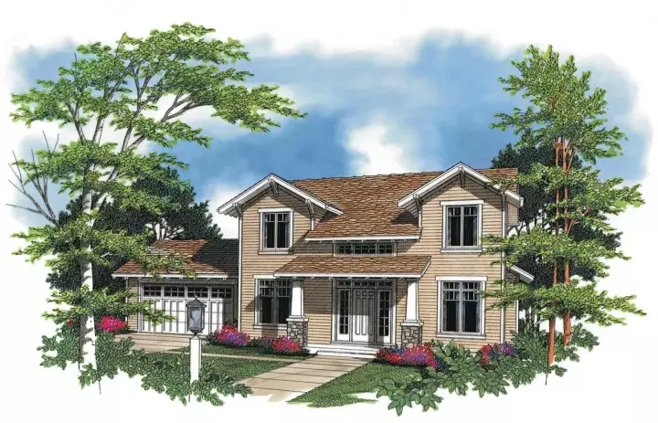 Craftsman house plans 74-274 - front exterior, 1,990 sq ft, 3 bed, 2 bath house plans | Monster House Plans