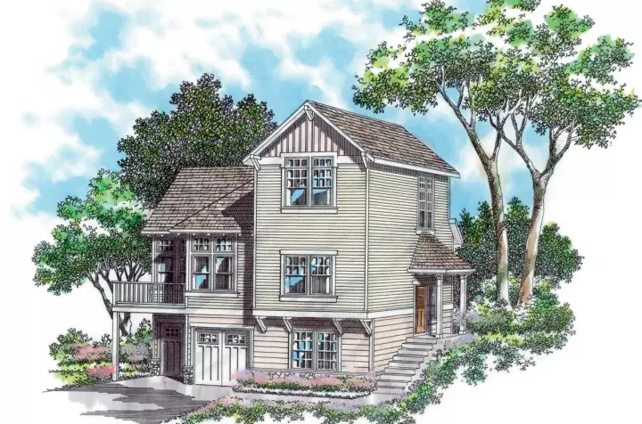 Craftsman house plans 74-287 - front exterior, 1,711 sq ft, 3 bed, 3 bath house plans | Monster House Plans