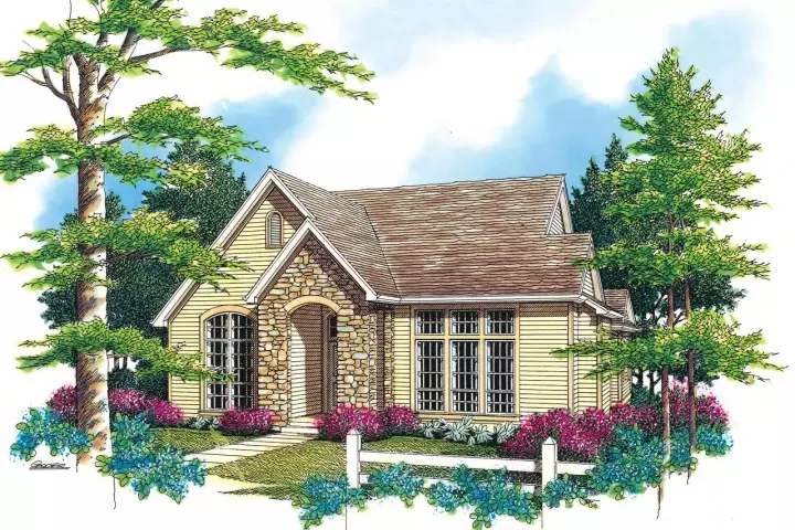 Cottage house plans 74-289 - front exterior, 1,898 sq ft, 3 bed, 2 bath house plans | Monster House Plans