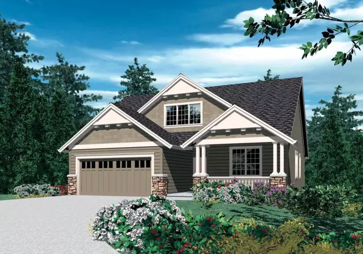 Craftsman house plans 74-290 - front exterior, 1,866 sq ft, 4 bed, 2 bath house plans | Monster House Plans