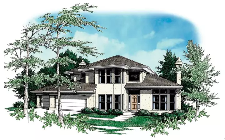 Contemporary house plans 74-306 - front exterior, 2,913 sq ft, 5 bed, 3 bath house plans | Monster House Plans