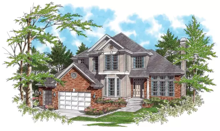 Traditional house plans 74-307 - front exterior, 2,913 sq ft, 5 bed, 3 bath house plans | Monster House Plans