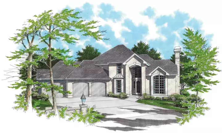 European house plans 74-308 - front exterior, 2,770 sq ft, 5 bed, 3 bath house plans | Monster House Plans