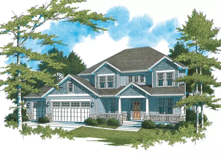 Craftsman house plans 74-312 - front exterior, 2,659 sq ft, 4 bed, 2 bath house plans | Monster House Plans