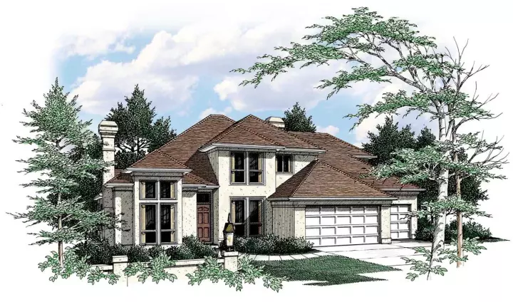 Contemporary house plans 74-313 - front exterior, 2,523 sq ft, 4 bed, 3 bath house plans | Monster House Plans