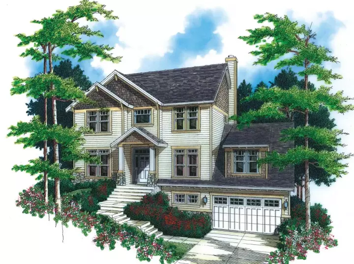 Craftsman house plans 74-319 - front exterior, 2,525 sq ft, 3 bed, 2 bath house plans | Monster House Plans