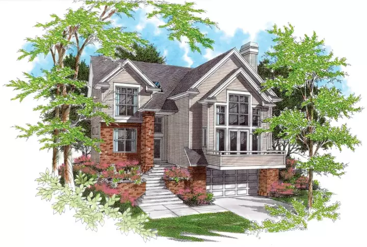 Contemporary house plans 74-334 - front exterior, 2,627 sq ft, 3 bed, 2 bath house plans | Monster House Plans