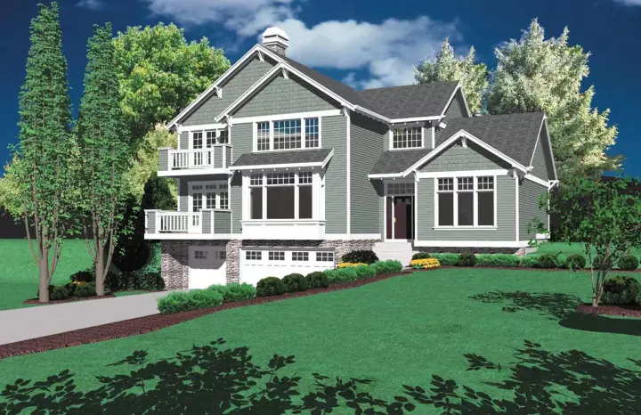 Craftsman house plans 74-345 - front exterior, 2,689 sq ft, 3 bed, 2 bath house plans | Monster House Plans