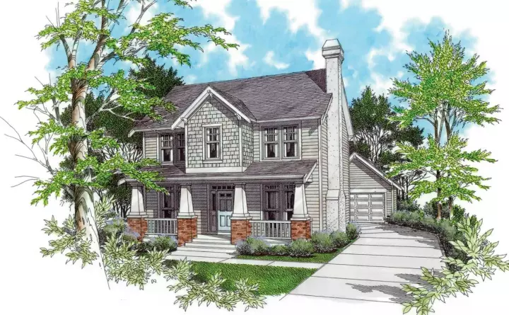 Craftsman house plans 74-351 - front exterior, 2,202 sq ft, 4 bed, 2 bath house plans | Monster House Plans