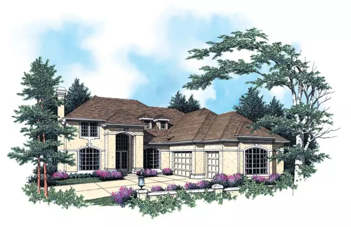European house plans 74-362 - front exterior, 3,779 sq ft, 4 bed, 2 bath house plans | Monster House Plans