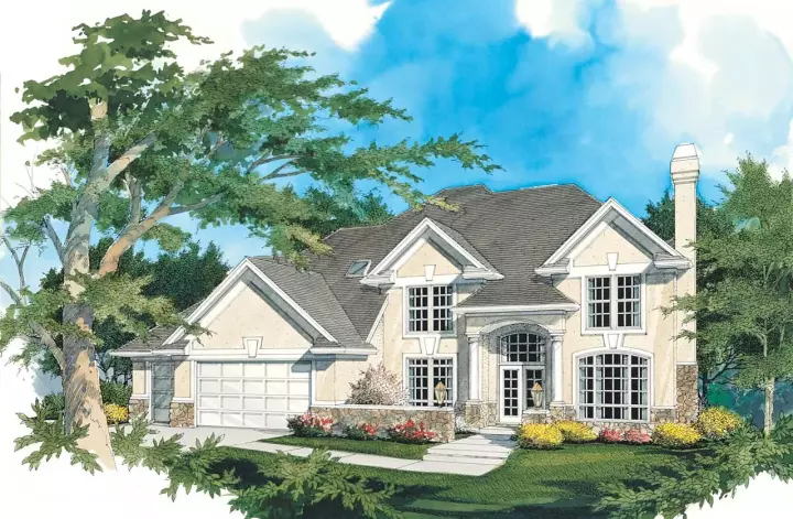 Traditional house plans 74-363 - front exterior, 3,232 sq ft, 4 bed, 3 bath house plans | Monster House Plans