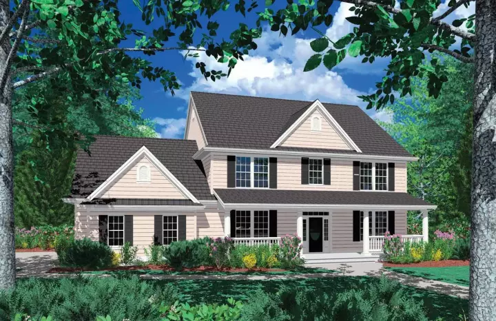 Country house plans 74-365 - front exterior, 3,088 sq ft, 4 bed, 2 bath house plans | Monster House Plans