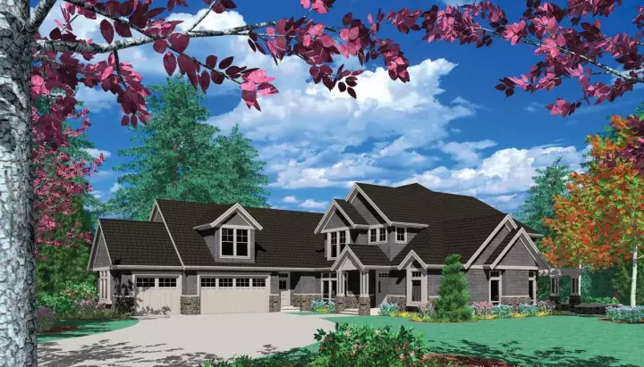 Craftsman house plans 74-379 - front exterior, 3,703 sq ft, 4 bed, 3 bath house plans | Monster House Plans