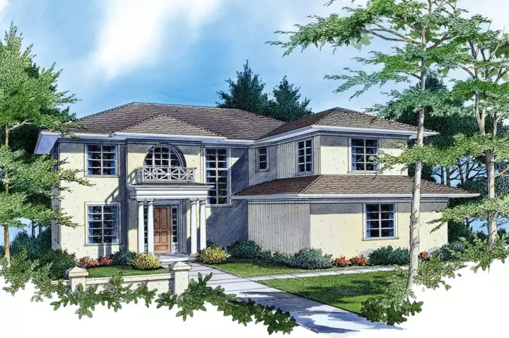 Contemporary house plans 74-381 - front exterior, 3,578 sq ft, 4 bed, 4 bath house plans | Monster House Plans