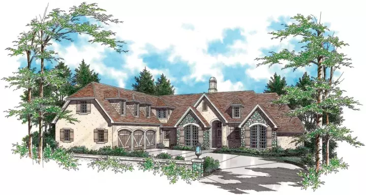 English Country house plans 74-382 - front exterior, 3,182 sq ft, 3 bed, 2 bath house plans | Monster House Plans
