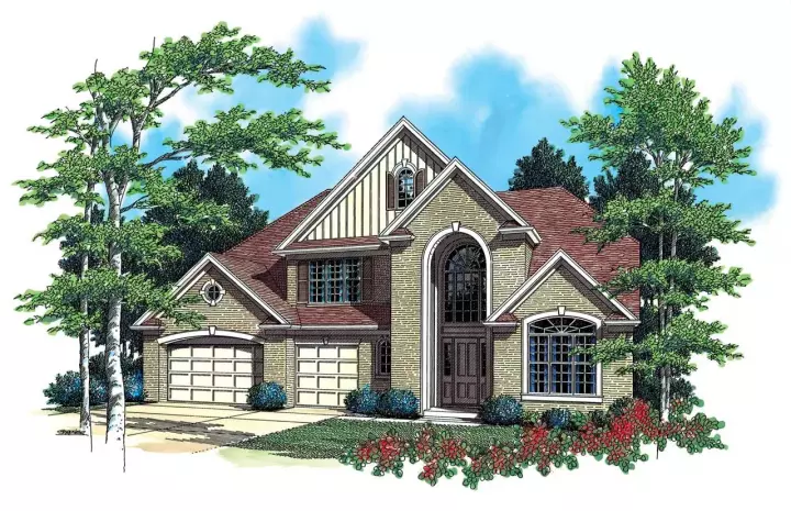 European house plans 74-386 - front exterior, 3,865 sq ft, 5 bed, 4 bath house plans | Monster House Plans