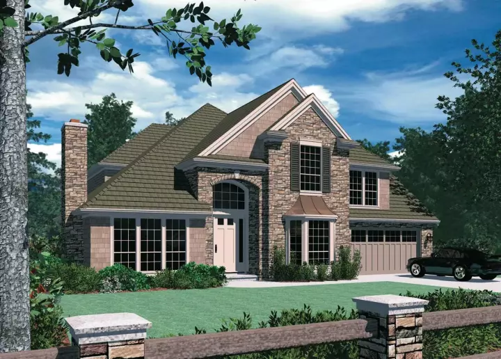 European house plans 74-393 - front exterior, 3,398 sq ft, 4 bed, 2 bath house plans | Monster House Plans